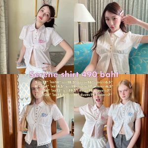 [Cintage♡ CT2114 Áo cổ tay ngắn serene3144 💖]
