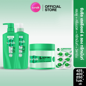 Bộ 4 bước Sunsilk Healthy & Long xanh dưỡng tóc dài đẹp 425ml+400ml+250ml+1ml