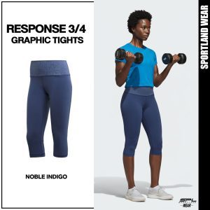 Quần Legging Nữ Adidas Tập Luyện 3/4 Cao Cấp Màu Xanh CV8449