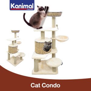Cây mèo Kanimal 5 tầng XL 49x49x141cm, nhà mèo dây thừng bền chắc