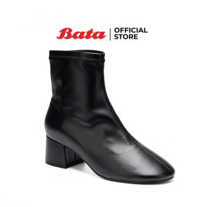 Bata Giày Bốt Nữ Cao Gót 2cm Cổ Cao DUBLIN50 Màu Đen Trắng